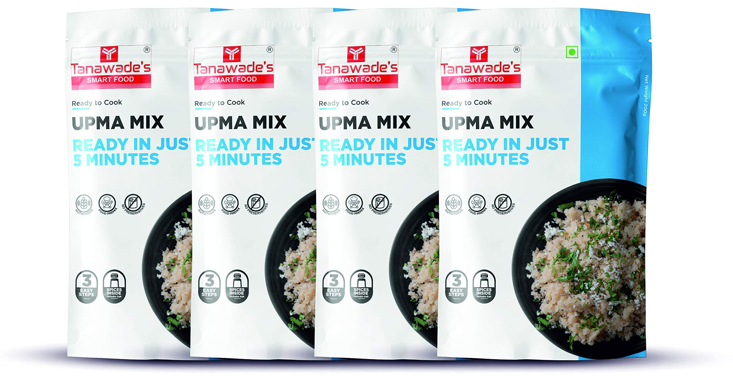 Tanawade’s Smart Food Instant Upma Mix – Buy 3 Get 1 Free (Pack of 4) • No Preservatives • Ready‑to‑Cook Vegan Homestyle Upma • 5–7 min Cooking