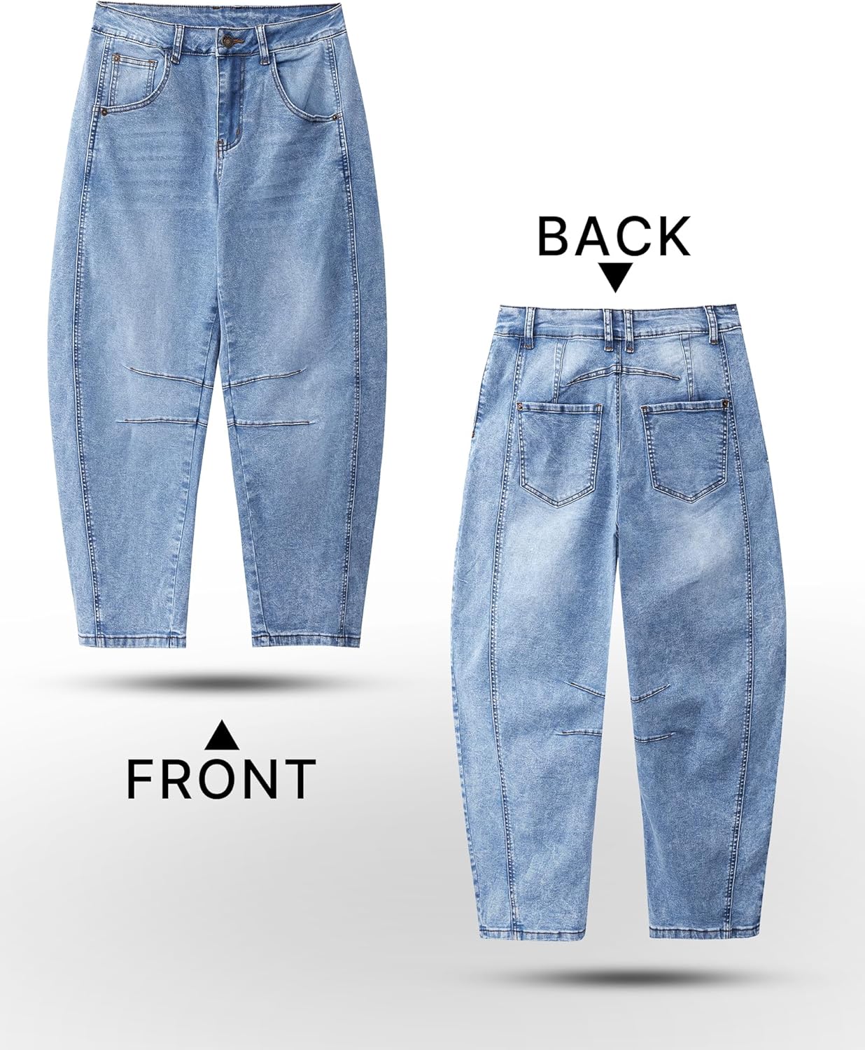 Utyful Barrel Jeans Women Cropped Baggy Trendy High Waisted Distressed Loose Stretch Denim Trouser Jeans with Pockets - Image 6