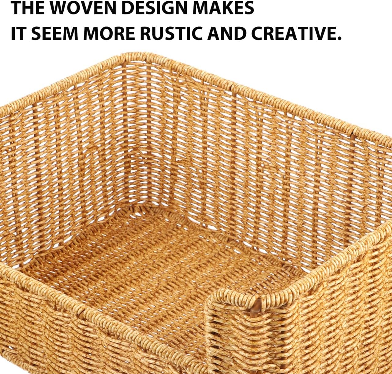 Woven Storage Basket for Books and Files Imitation Rattan Organizer for Decorative Sundry Organizer for Living Room and Kitchen Natural Color Design