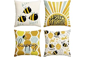 AVOIN colorlife Bee Happy Hello Sunshine Throw Pillow Covers - Enhance Your...