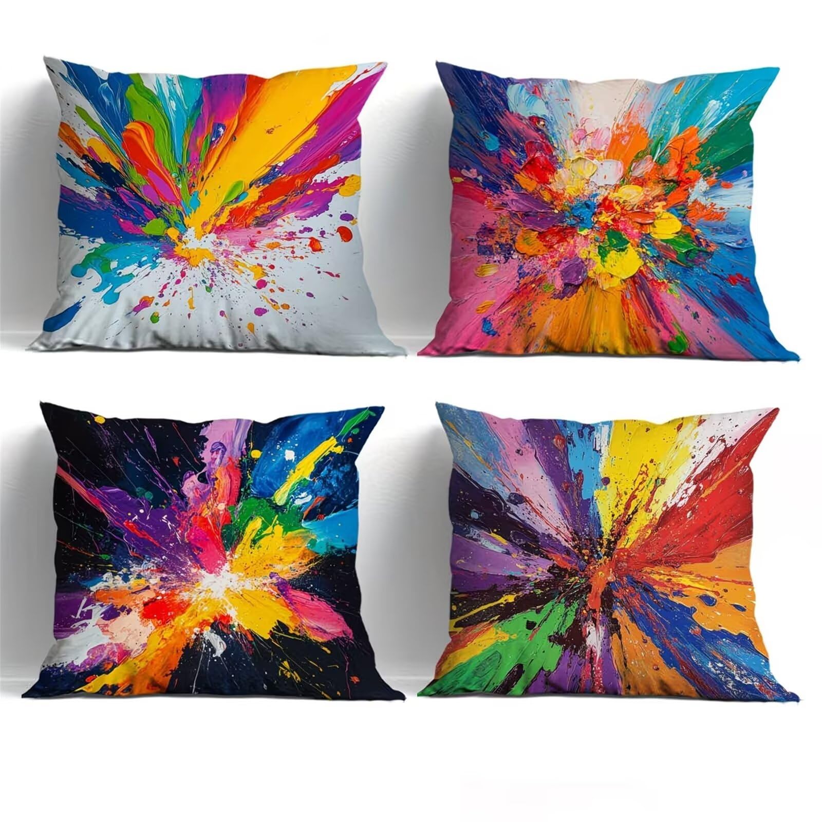 Housse de Coussin Exterieur Impermeable 65x65 cm Lot de 4 Taie d'oreiller Canapé Décoratif Aquarelle Housse Coussin Salon de Jardin Exterieur pour Chambre Sofa Jardin Balcon Terrasse
