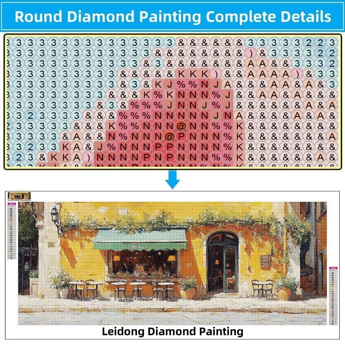 Malarstwo diamentowe 5D "zrób to sam" dla dzieci, mała kawiarnia, krajobraz, obraz diamentowy 80 x 160 cm, tworzenie mozaiki według liczb, zestaw do malowania krzyżykowego, dla dorosłych, do dekoracji