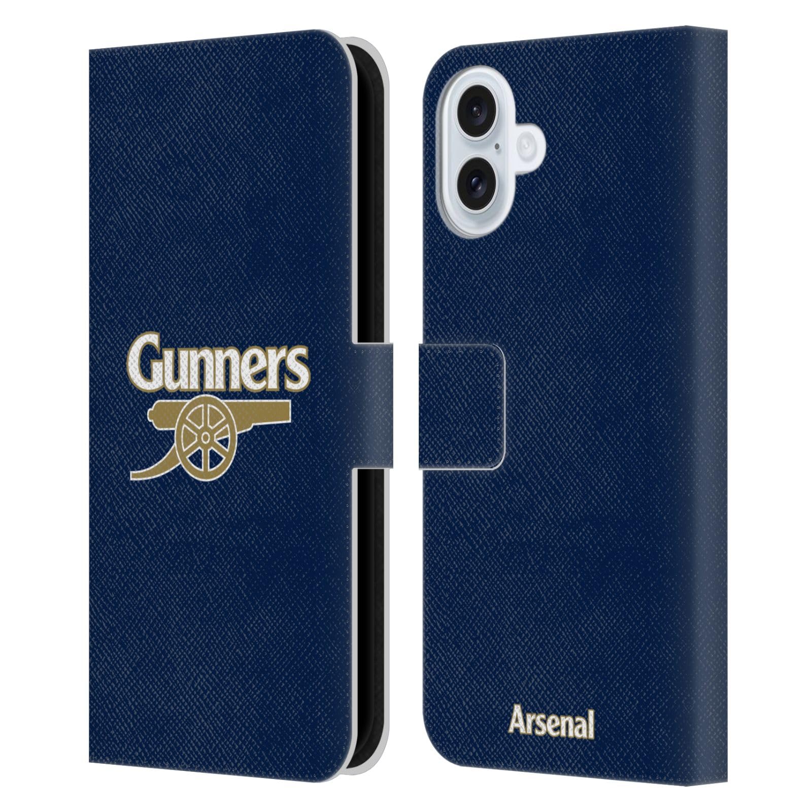Head Case Designs Officially Licensed Arsenal FC Gunners Blue Crest 2 Leather Wallet Case Compatible With Apple iPhone 16 Plus