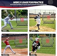 Vista 6 de BAGAIL 7x7 ft Baseball & Softball Practice Net with Bow Frame for Batting, Hitting, Pitching, Portable Baseball Throwing Net with Strike Zone, Carry