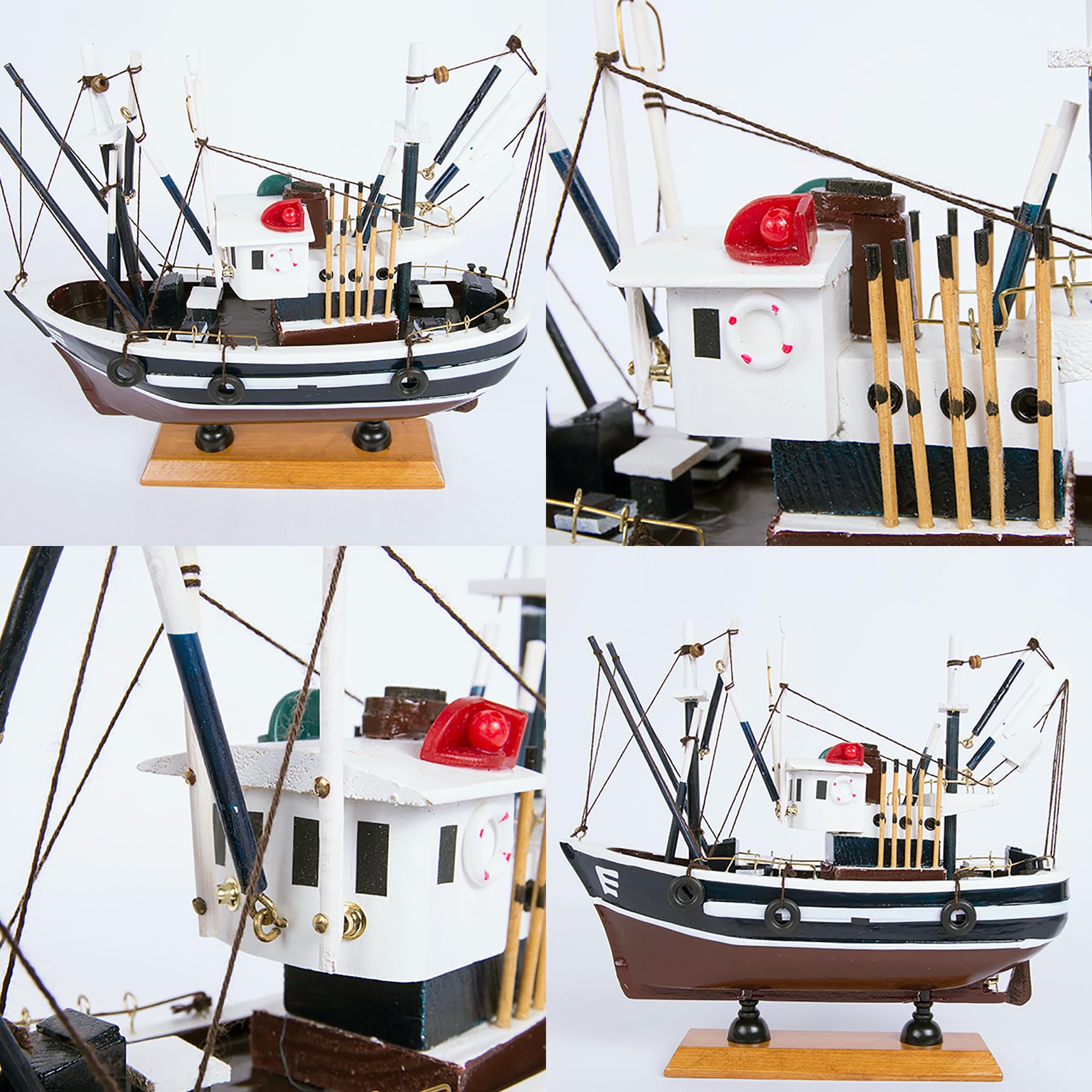 Maqueta Decorativa Barco Pesquero del Cantábrico, reproducción Barco de Pesca 24 cm de Largo, 22 cm de Alto, Temática Náutica