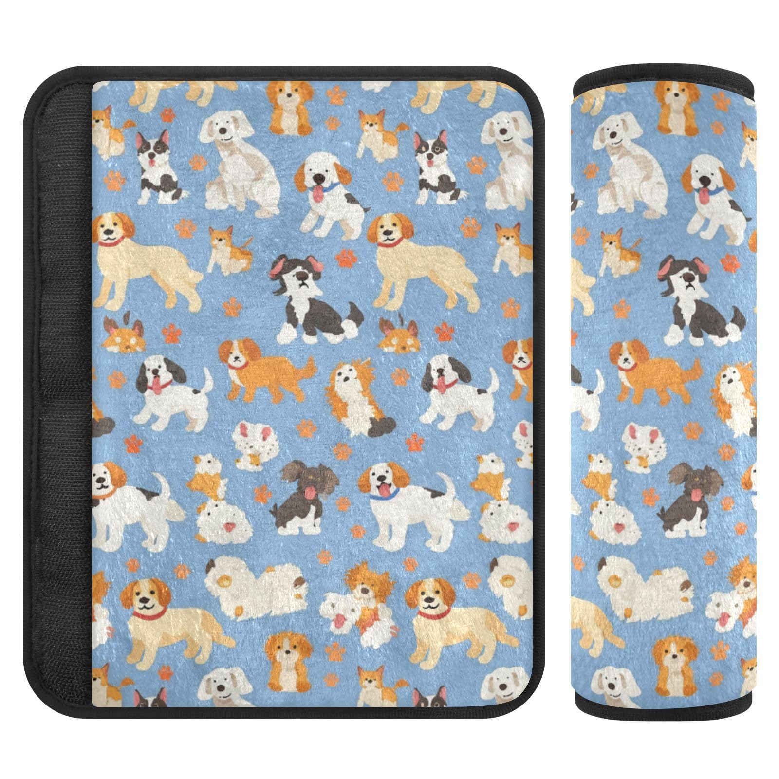Seat Belt Covers 2 Pack Cute Dogs Car Seat Strap Covers Super Soft Funny Animals Car Seat Neck Cover for Boys Girls Adults Babies S