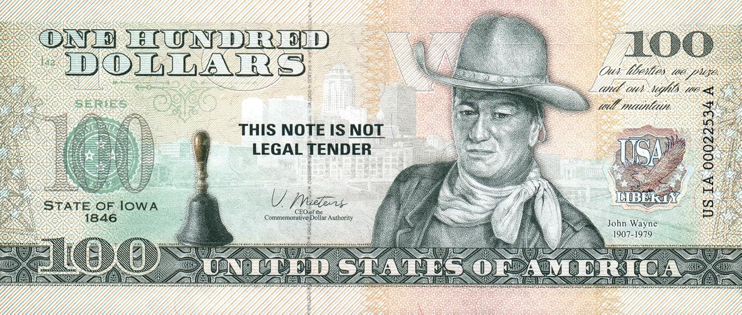 IMPACTO COLECCIONABLES | Iowa Souvenir Dollar Note – Novelty Collectible Banknote with UV Details (Not Legal Tender), Part of The 50 U.S. States Commemorative Collection
