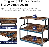 Vista 3 de Soporte de impresora extra grande de 32.3 pulgadas de ancho, mesa de impresora de 3 niveles con estante de almacenamiento ajustable, carrito