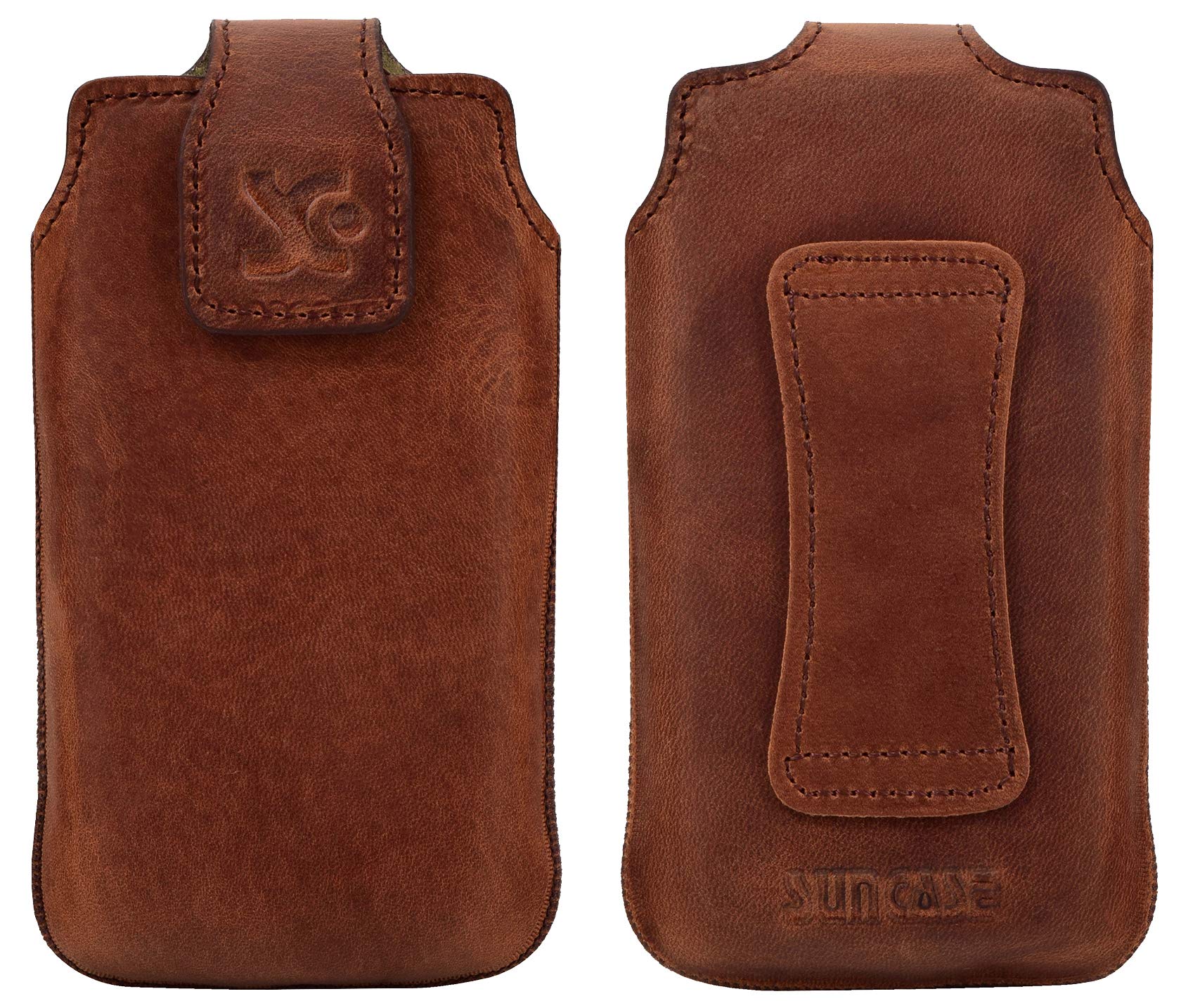 Suncase Vera Pelle Borsa Custodia A Libro Con Chiusura In