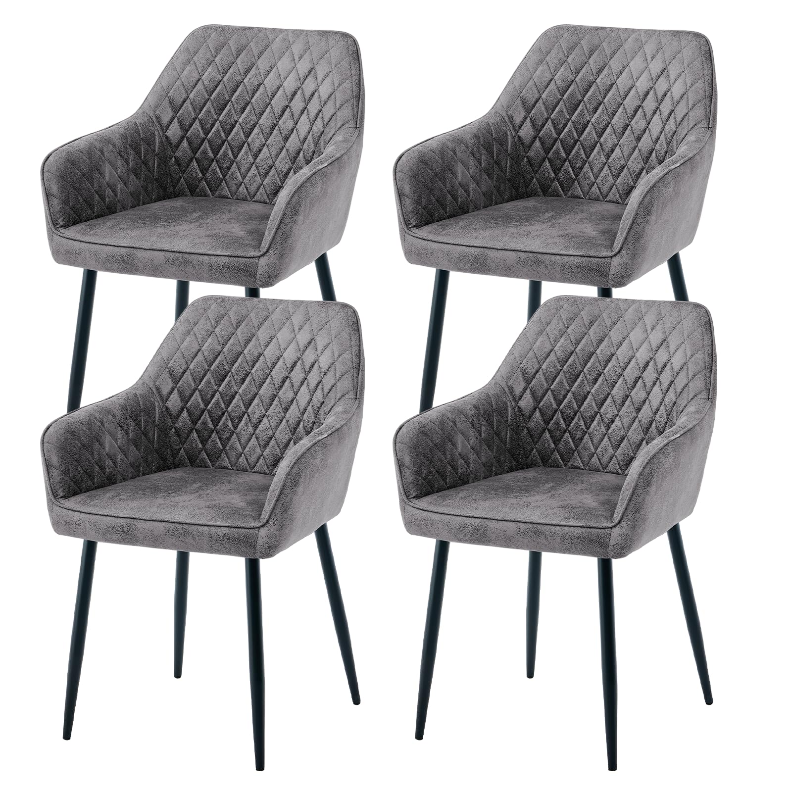 AINPECCA Set of 4 Faux Suede Dining Chairs Upholstered Seat with Metal legs Office Chairs(Grey Suede,4)