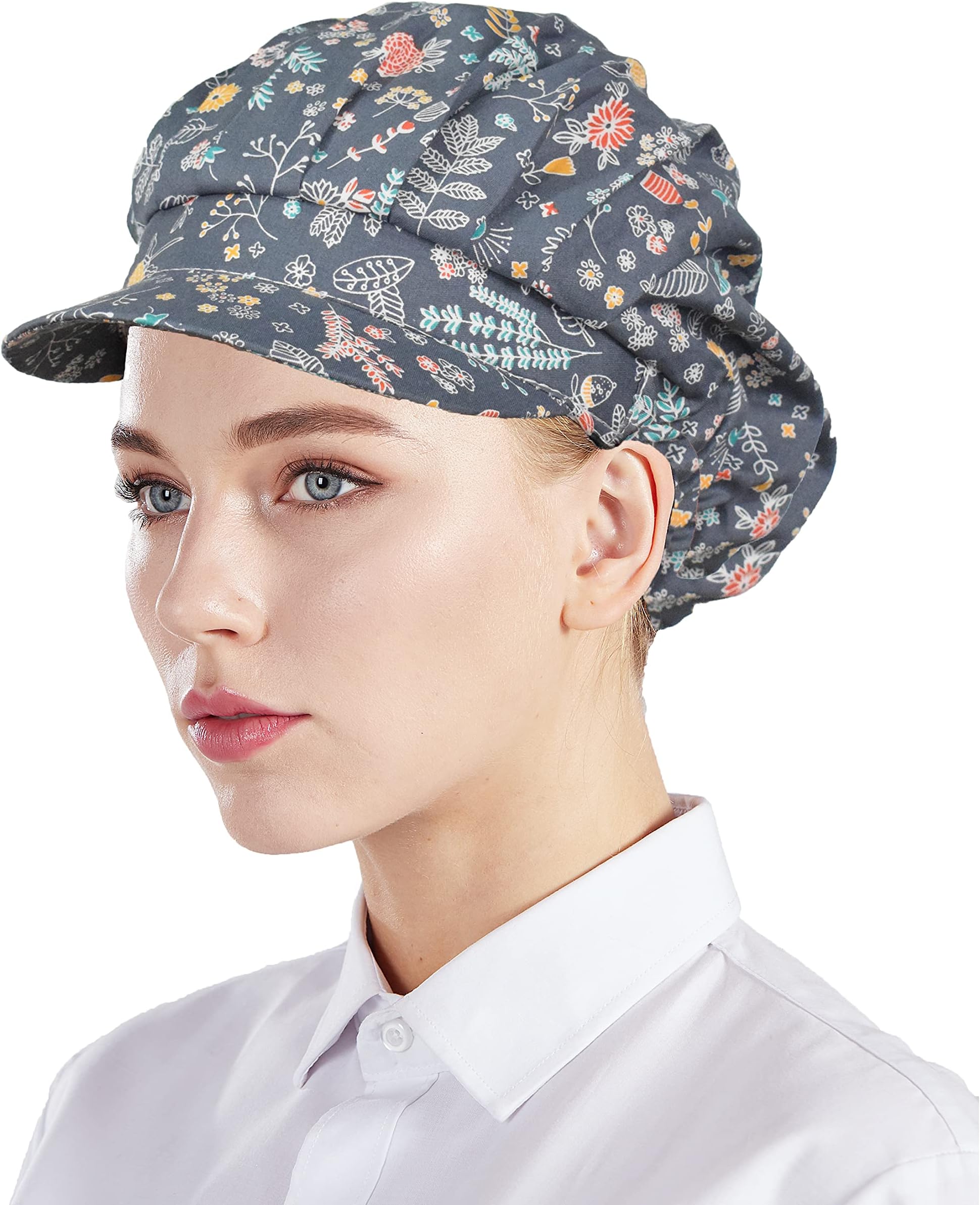 3pcs Chef Hats for Women Men Chef Caps Work Hats Kitchen Cooking Bakers Hat for Food Service with Brim