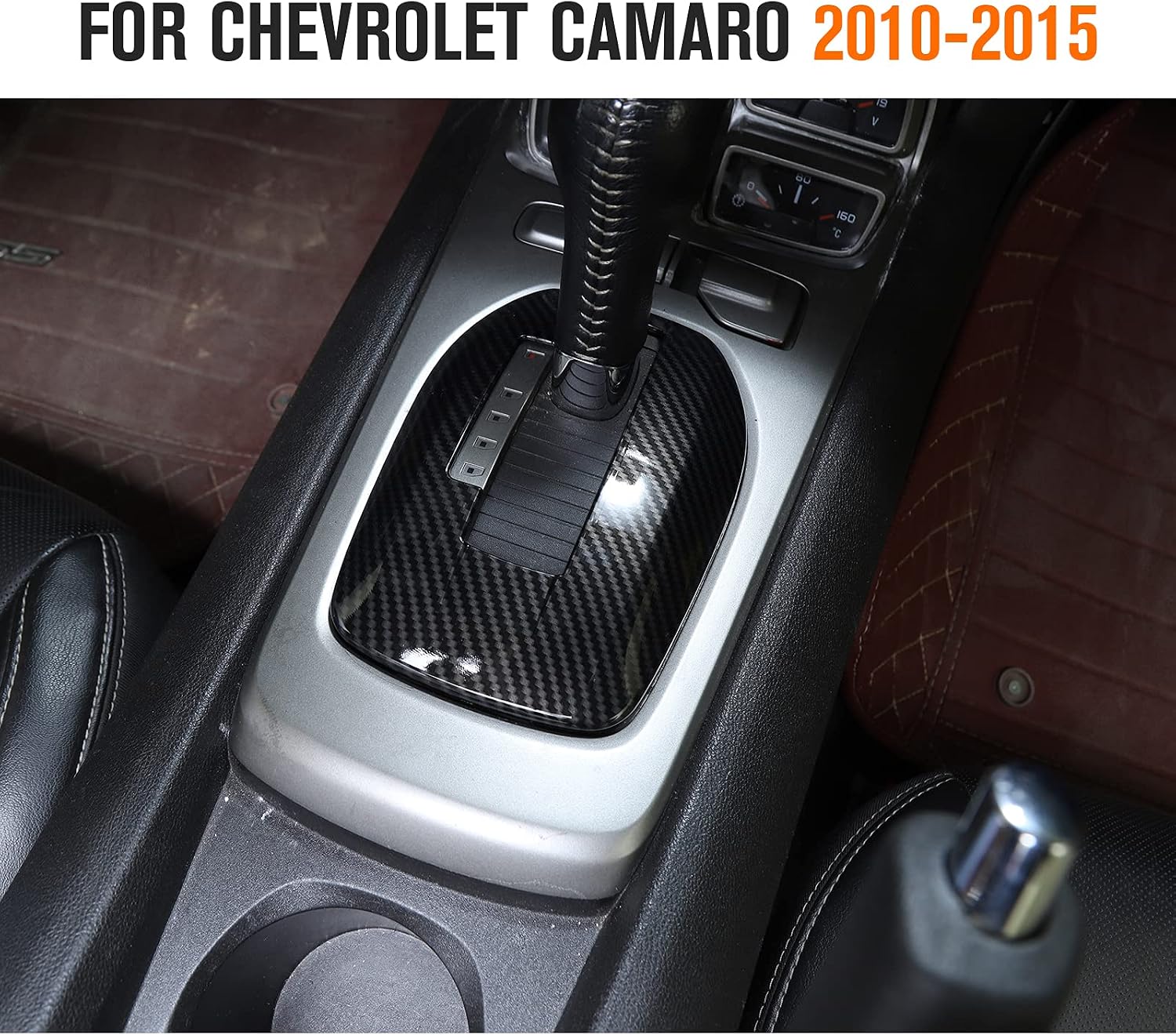 JeCar Carbon Fiber Gear Shift Panel Cover Trim Interior Accessories for 2010-2015 Chevrolet Chevy Camaro