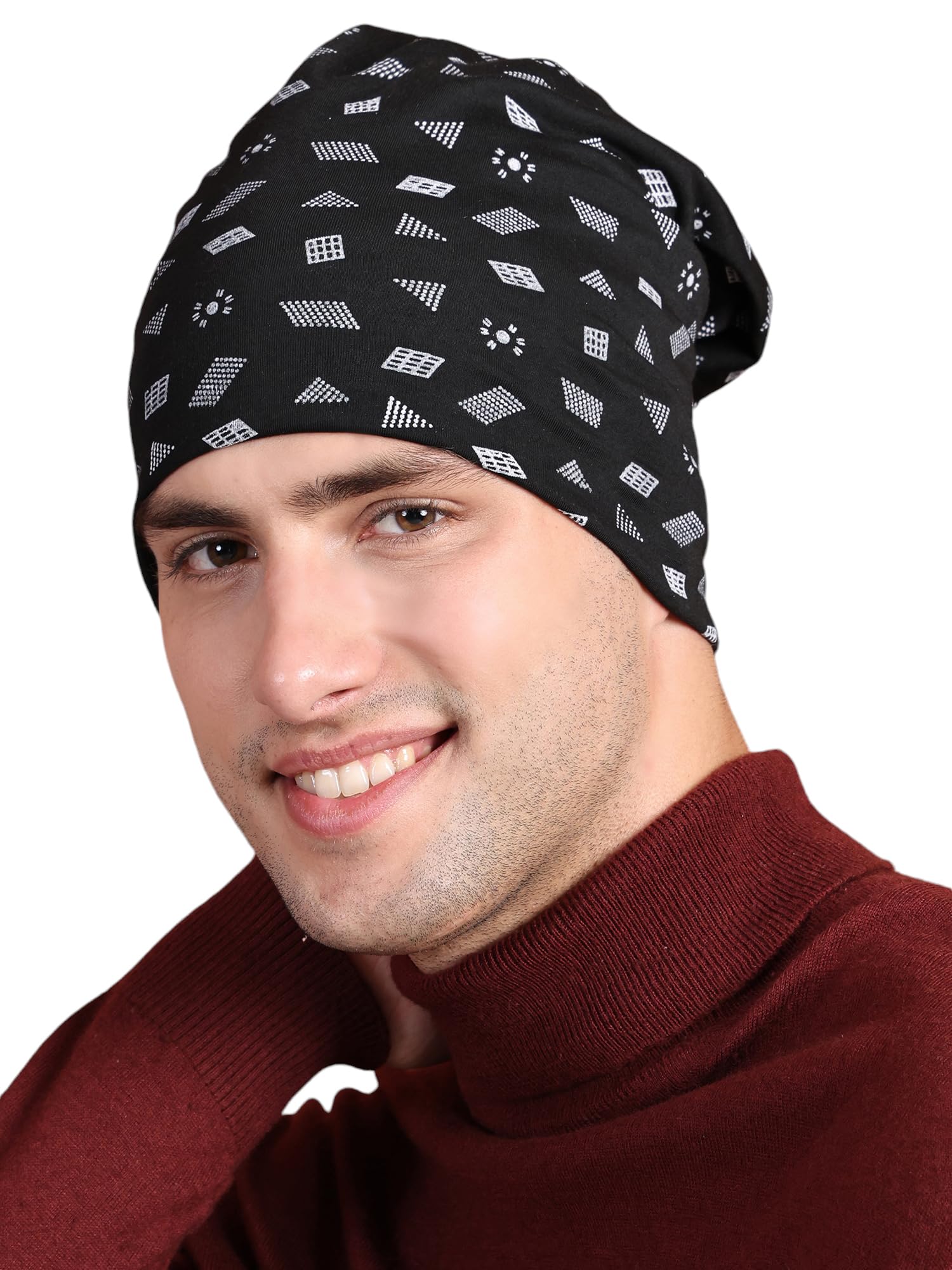 mack jonney VIMAL JONNEY Men's Scarf (Cap_PRT-no.2-blk_01_Black_Free Size)-picture-45
