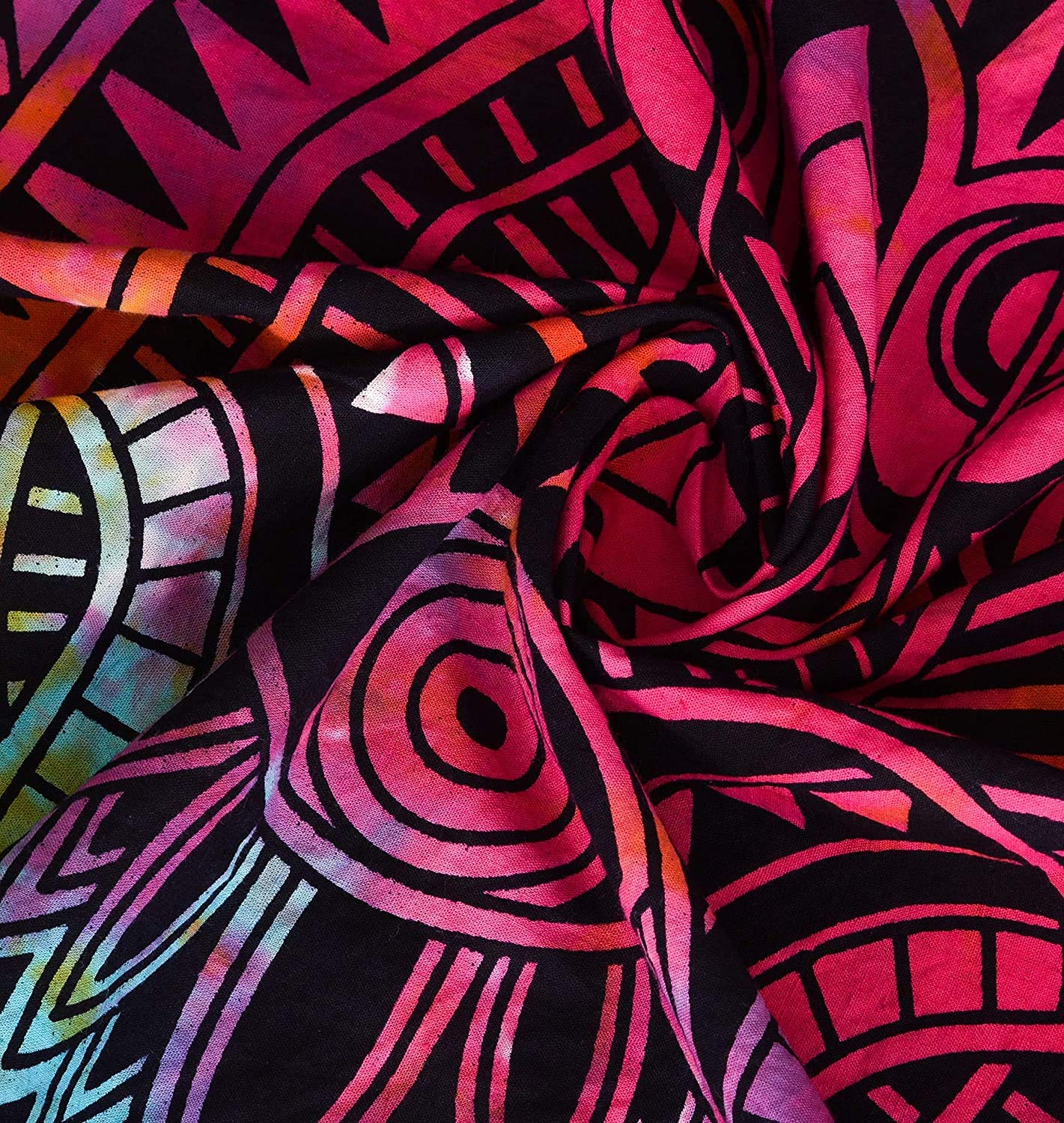 Tapiz de mandala teñido a mano con diseño de Fátima, hippie, hippy, para colgar en la pared, tapiz indio bohemio para picnic al aire libre, tapete de yoga (multicolor) por Indian Collectible