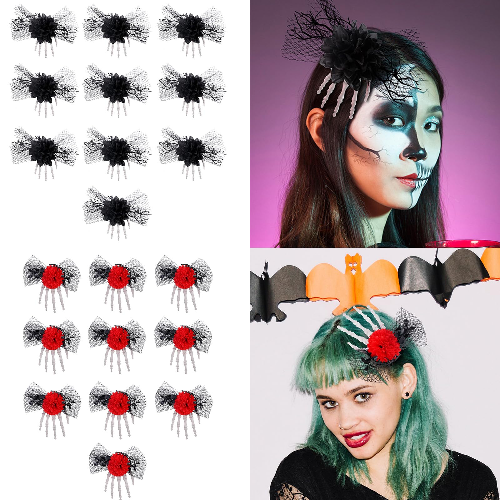 Elegante accesorio de clip lateral para fiesta de Halloween, pasador lateral de tul, accesorio para el pelo para fiestas temáticas, disfraces para adolescentes y adultos