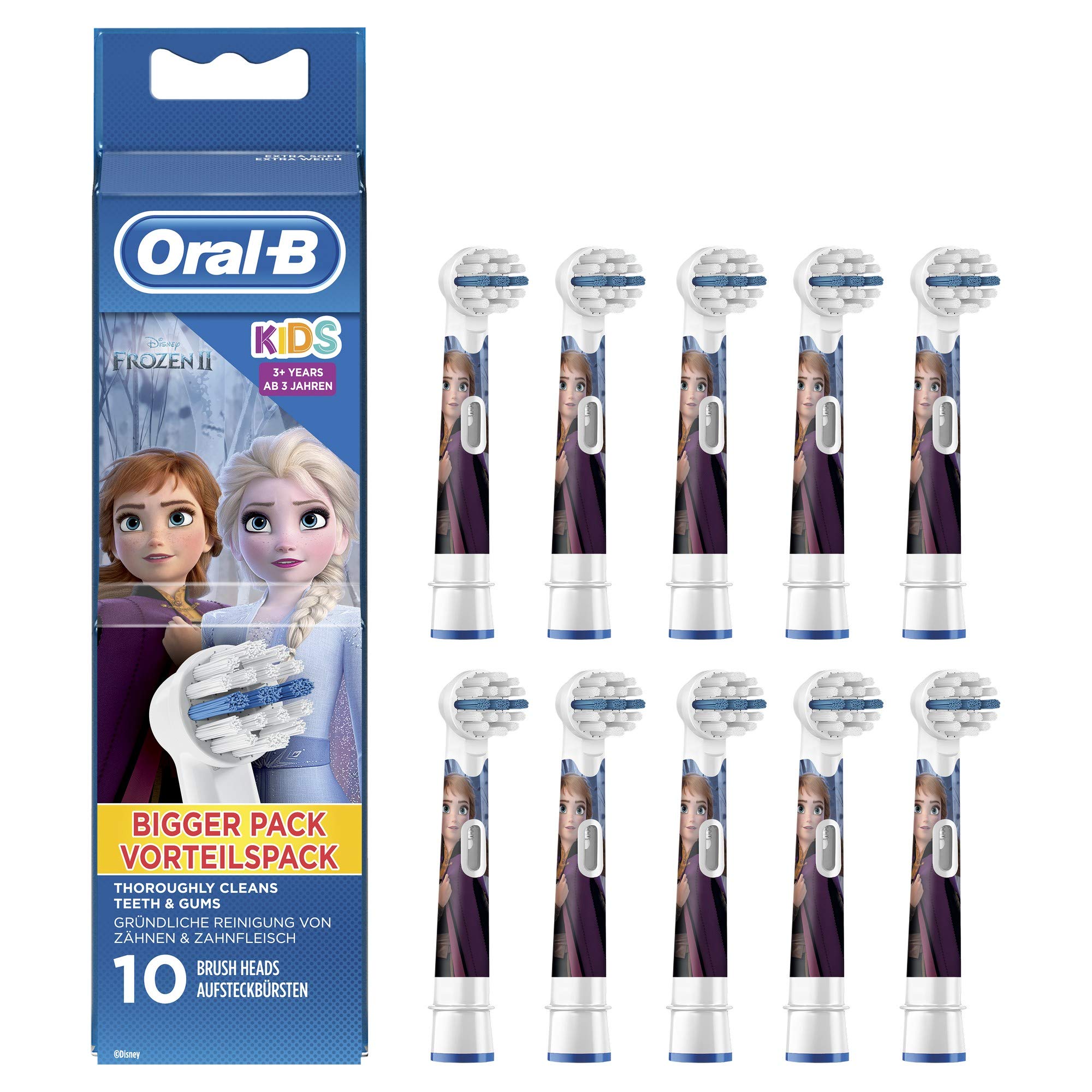 Oral-B Kids Testine di Ricambio per Spazzolino Elettrico con Disney Frozen 2 Personaggi, Confezione da 10, Testina Pensata Appositamente per i Bambini, dai 3 Anni in Su