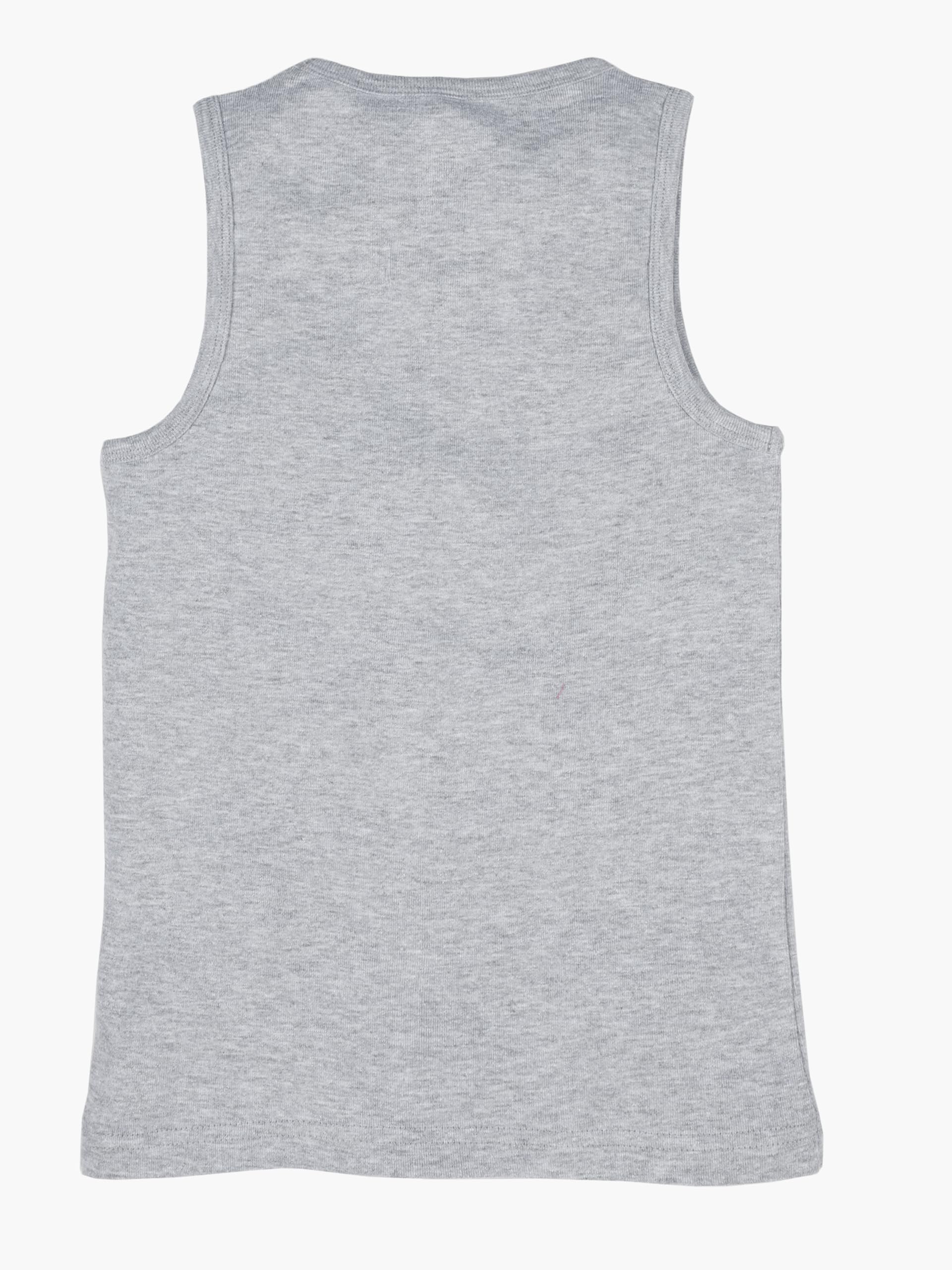 KiddoPanti Boys 100% Cotton Solid Sleeveless Rib Vest Pack of 3, Black/Grey Melange/White - 8-10Y - Image 6 thumbnail