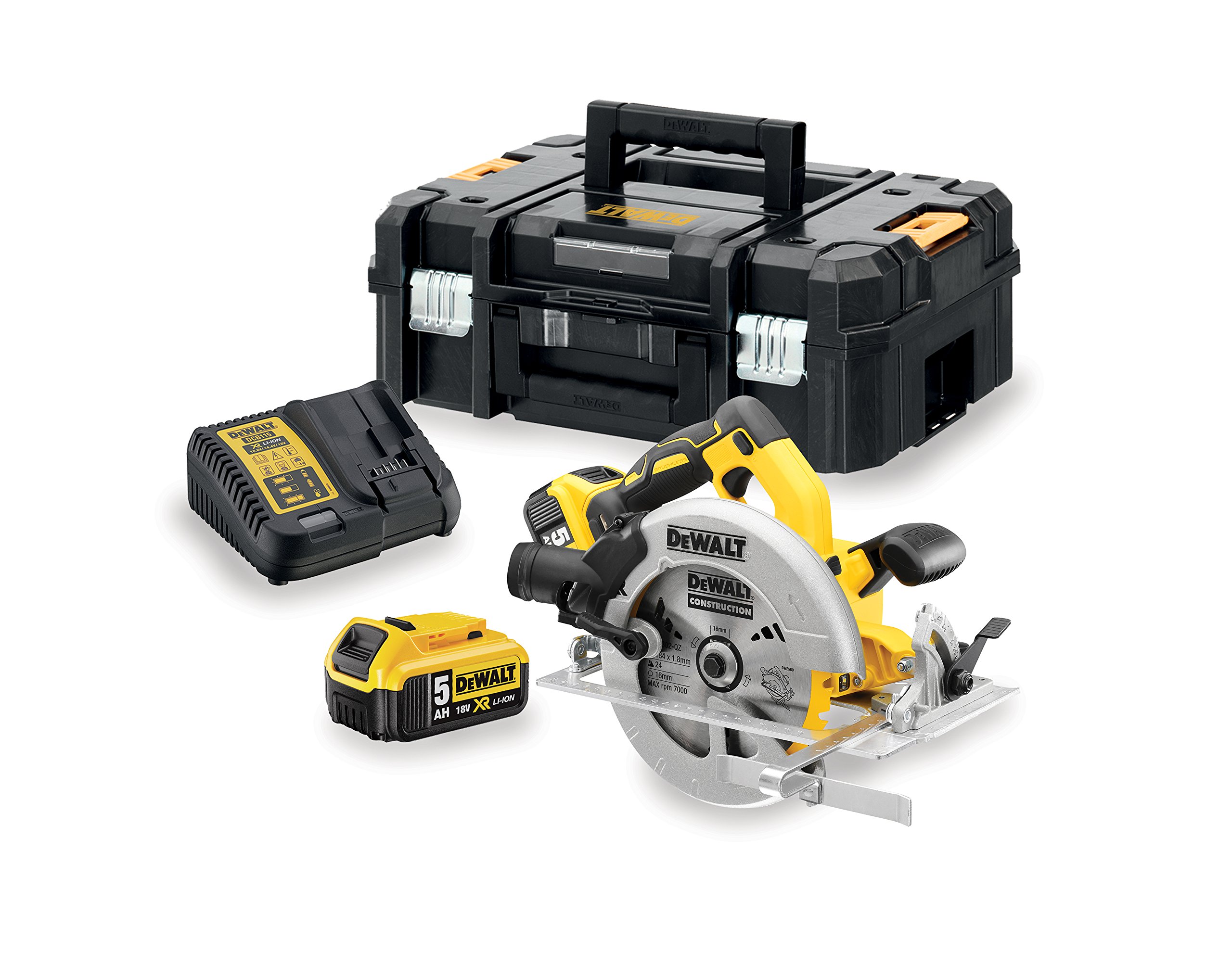 Scie Circulaire DEWALT XR 18V 5Ah Li-Ion Brushless avec Coffret TSTAK
