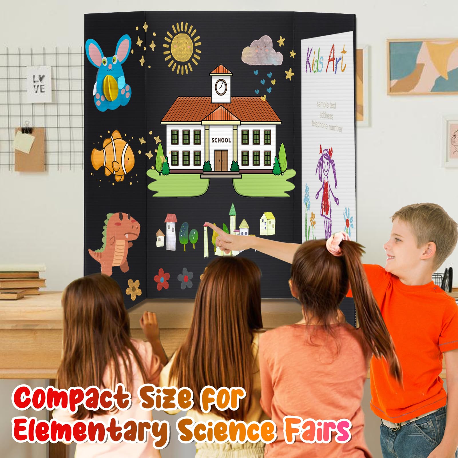 Dreifach gefaltete Postertafel, groß, 101,6 x 71,1 cm, dreifach gefaltet, harter und dicker schwarzer Präsentationskarton für Wissenschaftsmessen, Schulprojekte, Geschäftsbedarf, 8 Stück