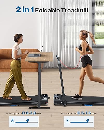 Miniatura 7 de Caminadora para debajo del escritorio caminadora inclinada 2 en 1 para oficina en casa con control remoto de aplicación de consola - 2.5HP