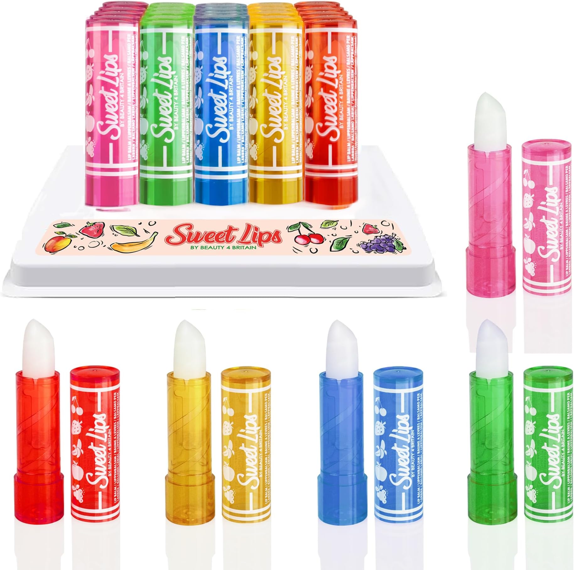 25-Piece Lip Balm Set - Assorted Fruity Flavors - Wholesale Job Lot