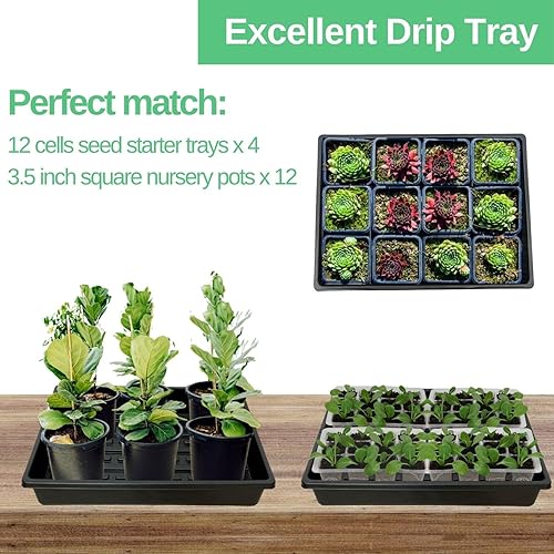 Miniatura 3 de Paquete de 10 bandejas de inicio de semillas extragruesas de alta resistencia, bandejas de cultivo y germinación de microgreens reutilizables,