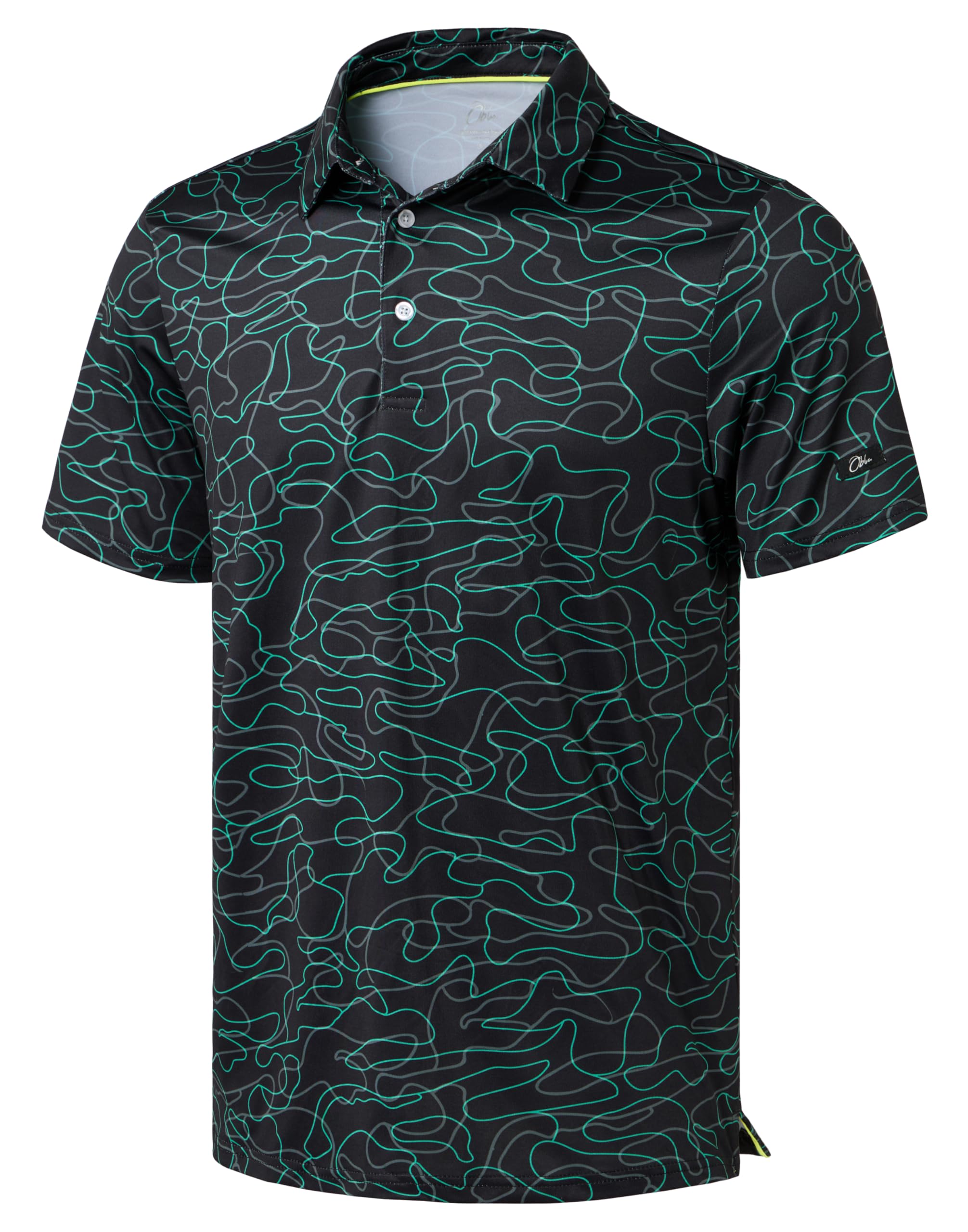 Obla Mens Golf Polo Shirts Short Sleeve Dry Fit Performance Moisture Wicking Casual Print Collared Golf Shirts for Men
