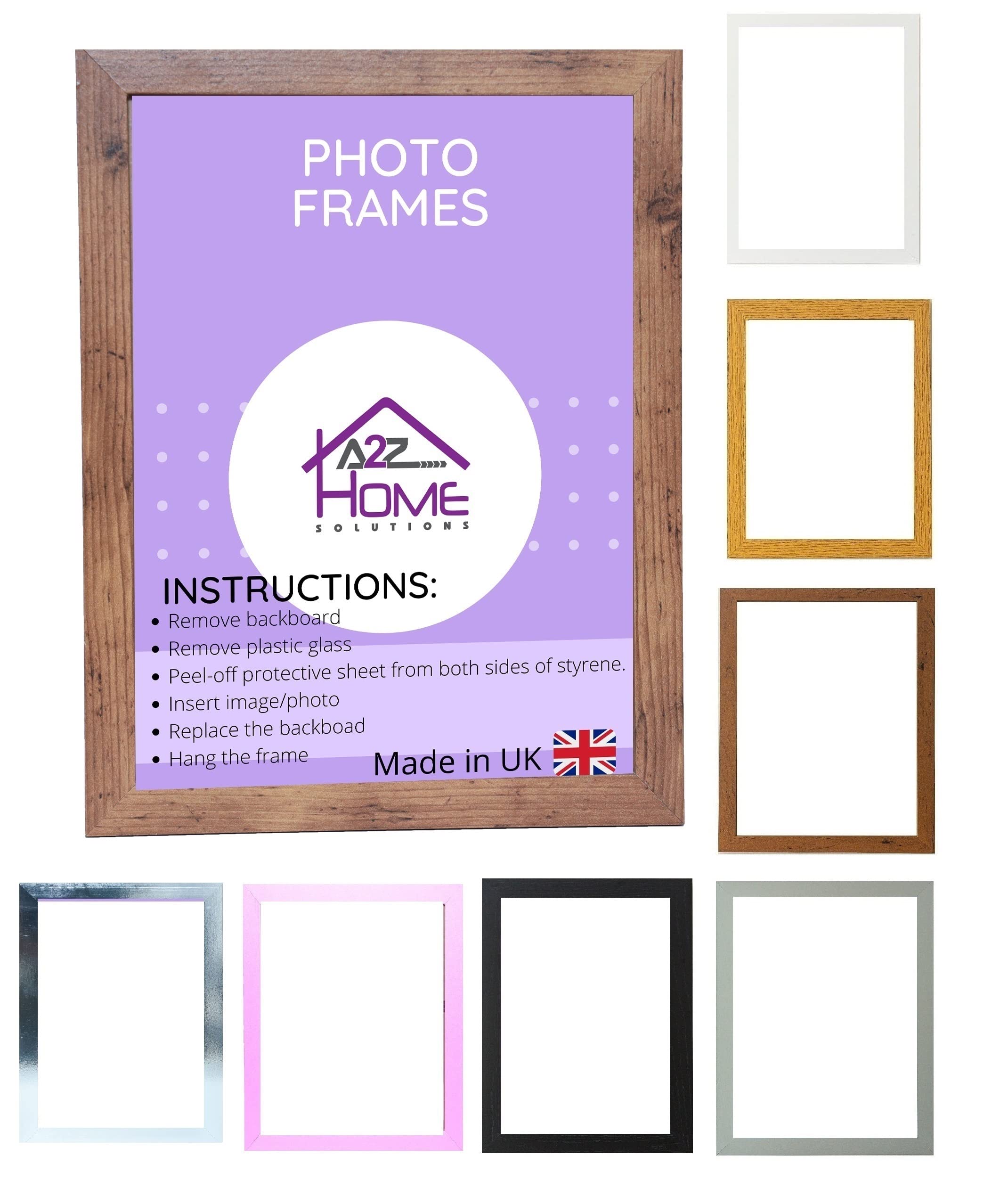 A2Z Home Solutions® Large Wall Picture Frame Stunning Look Quality Backing Landscape & Portrait Display Photo Frame For Wall Poster Canvas Painting Certificate Art Gallery (25x45 cm, Rustic)