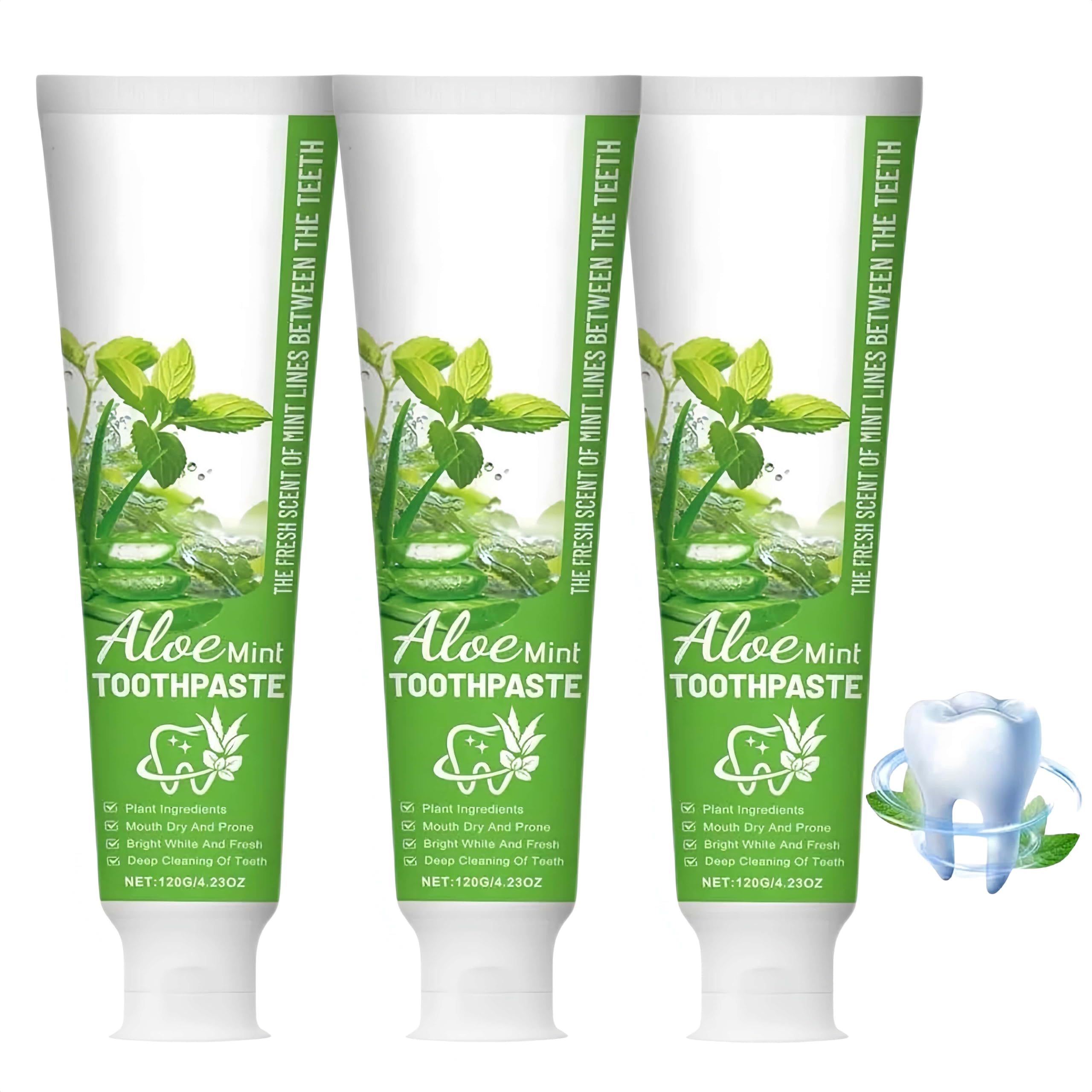 Dentifricio all'Aloe Vera e Menta, cura delicata del cavo orale (3pcs) | Estratto lenitivo di aloe, gusto rinfrescante alla menta, pulizia delicata, favorisce il benessere delle gengive