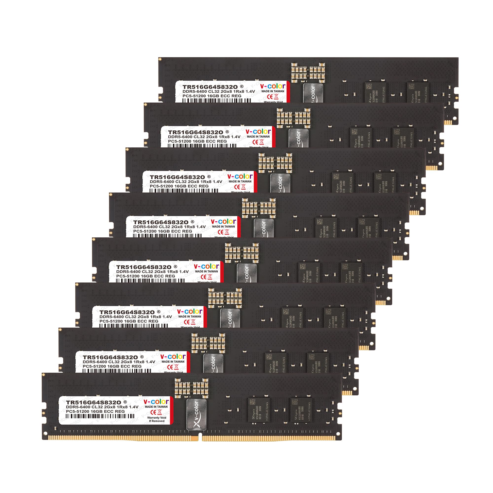 v-color 16gb×2 DDR5 未使用 V-Color DDR5 64GB (16GBx4) 6400MHz CL32 2Gx8 1Rx8 OC R-DIMM