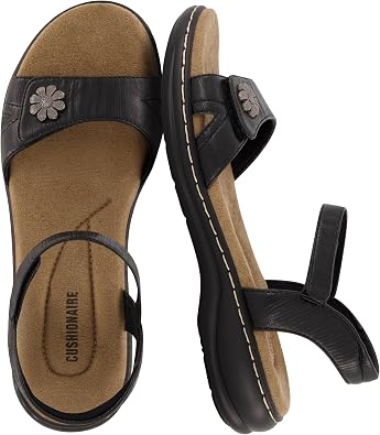 CUSHIONAIRE Bloom Comfortable Dressy Womens Sandals with Arch Support, Adjustable Straps, and Memory Foam Footbed.