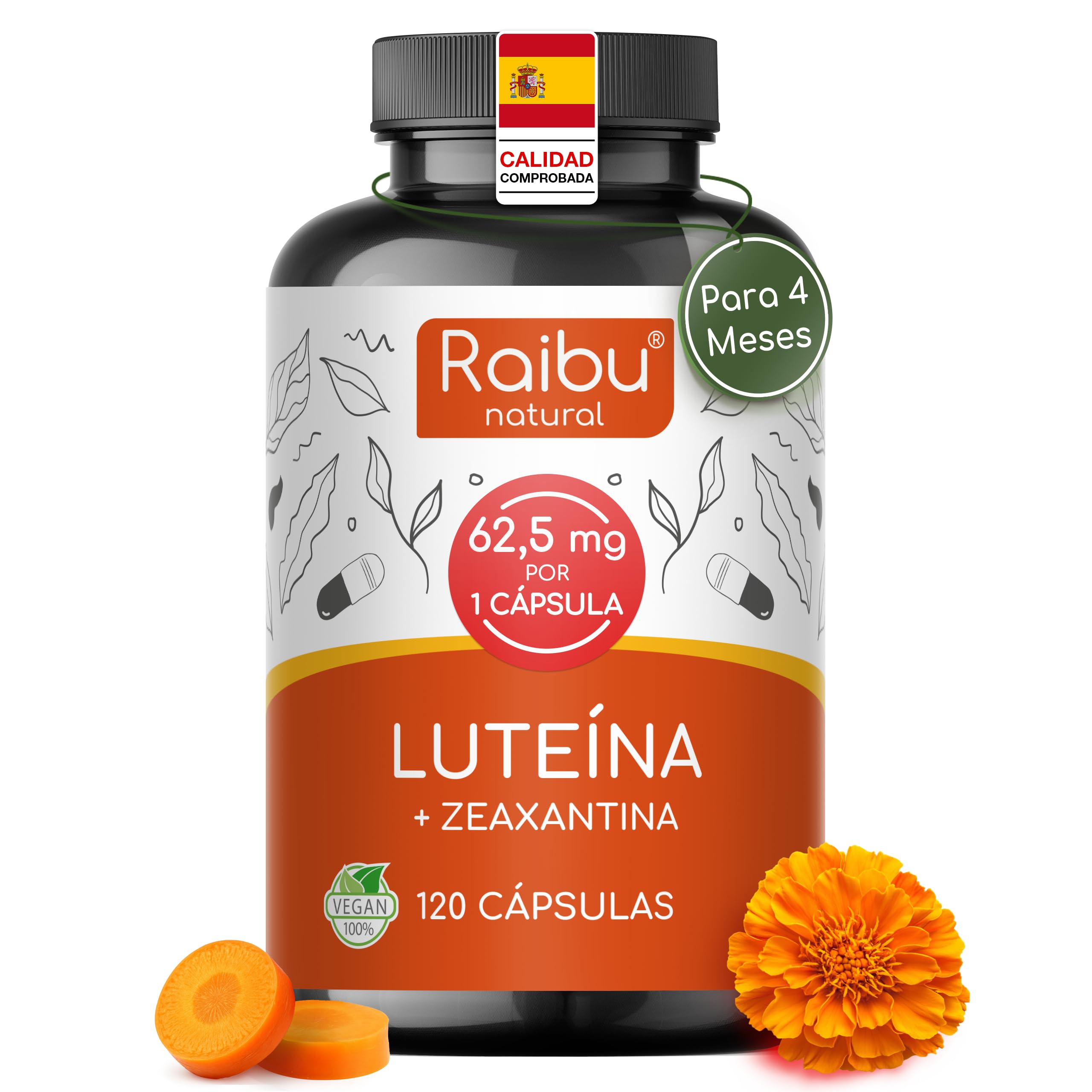 Lutein with Zeaxanthin Eyes - 50 mg Lutein with 12.5 mg Zeaxanthin - 4 Months Treatment - Vision Vitamins with Vitamin A & B2 - Non-GMO, Vegan, Gluten Free - 120 Capsules