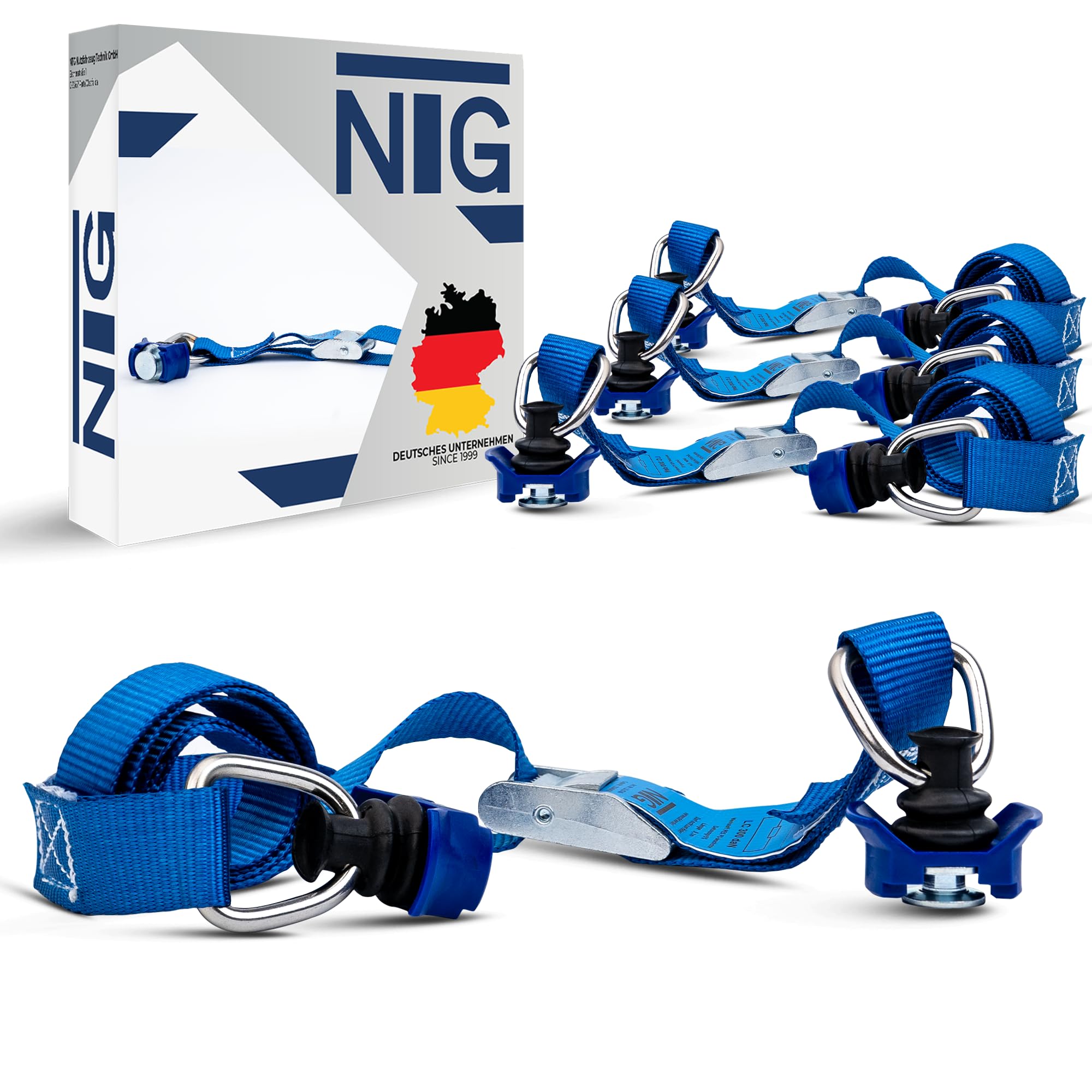 1-12 Stück Spanngurt für Airlineschiene mit Klemmschloss und mit Kunststoff Fitting | Zurrrschiene | DIN EN 12195-2 (3 Stück)