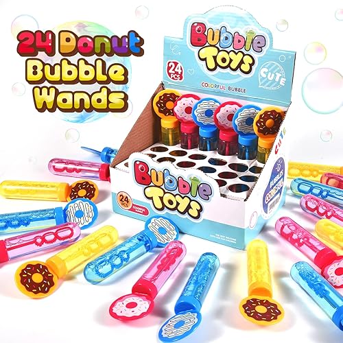 Miniatura 2 de Winrayk Varitas de burbujas en forma de dona para recuerdos de fiesta de niños, 24 burbujas grandes a granel, premios de carnaval, bolsas de regalos