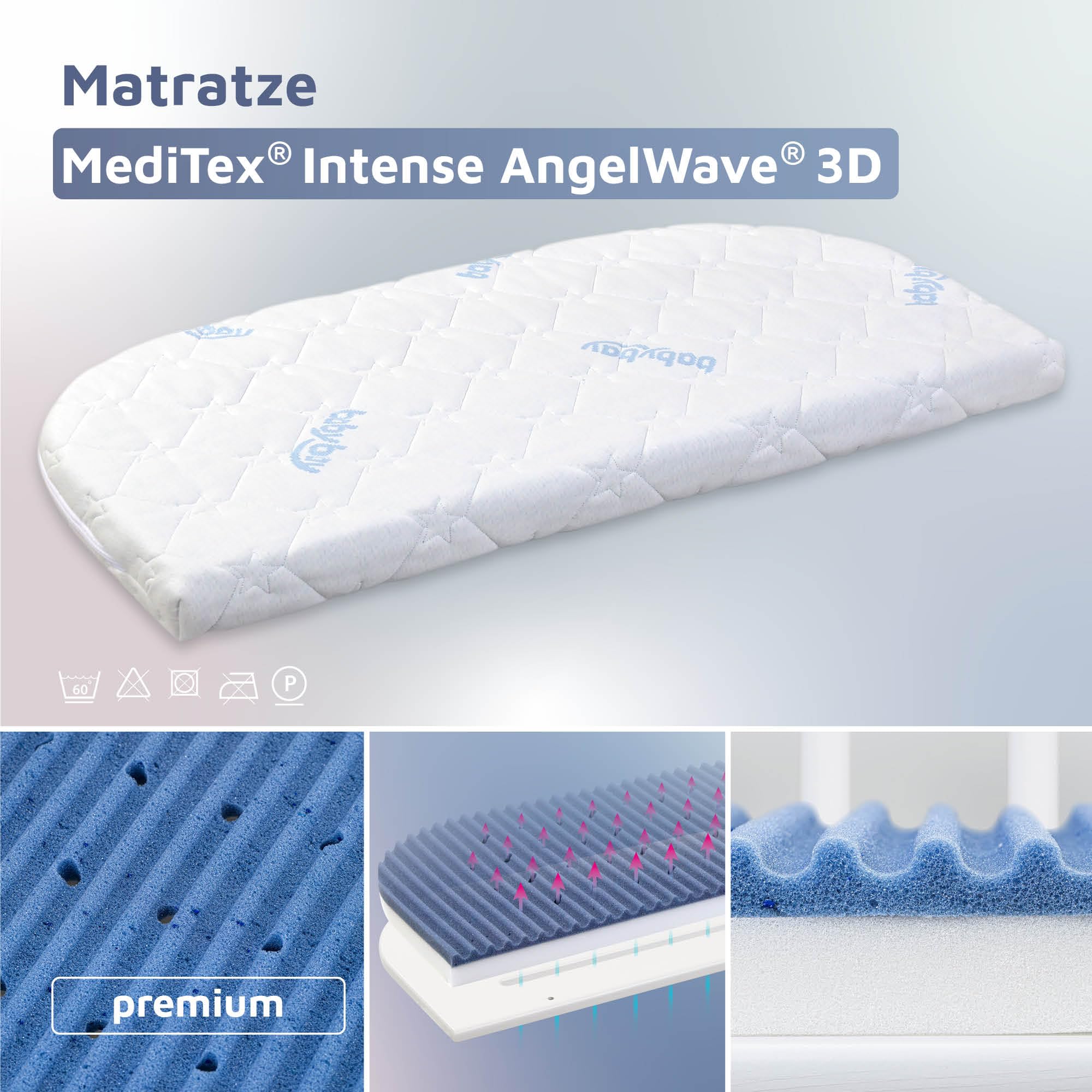 babybay Materasso MediTex Intense AngelWave 3D adatto per modello Boxspring XXL