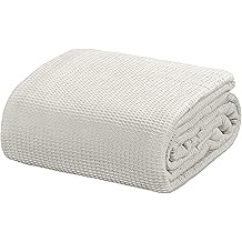Crover All Season Waffle Premium Thermal Blanket Queen Size 90"x90" Durable Soft Cozy Breathable Weave Design 100% Cotton, Glacier Grey