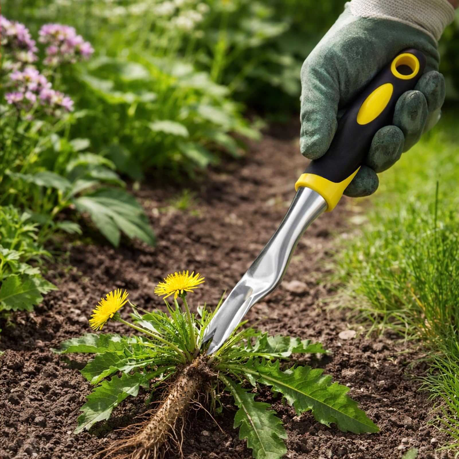 Weeder Tool, Hand Weed Puller with Ergonomic Grip and Hanging Hole for Storage for Easy Gardening Outdoor Planting and Weeding