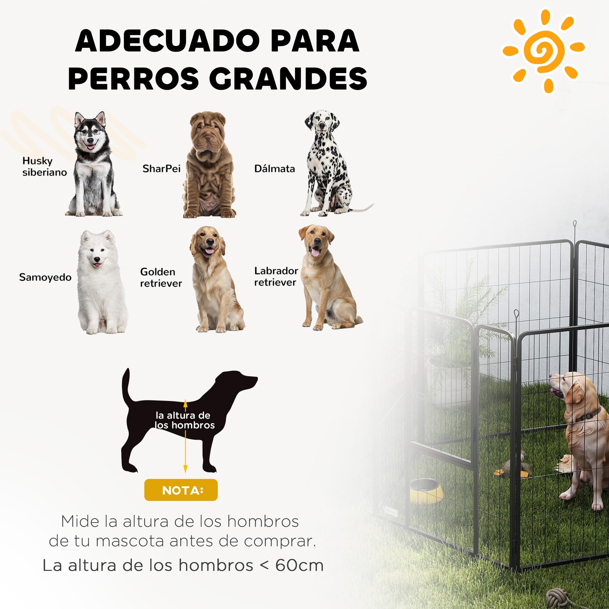 PawHut Parque para Perros de 6 Paneles de 100 cm de Altura, Vallas para Perros de Acero Plegable, con Puerta, para Interior y Exterior, Negro