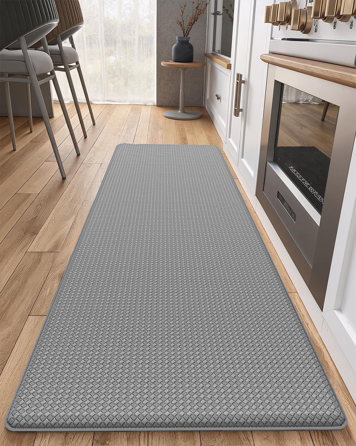 Color&Geometry Anti Fatigue Cushion Kitchen Mat for Floor -17"x79",Long,Easy Clean, Water & Oil Proof, Anti Slip, Foam Rubber Runner Rug for Front Sink Comfort Standing,Grey