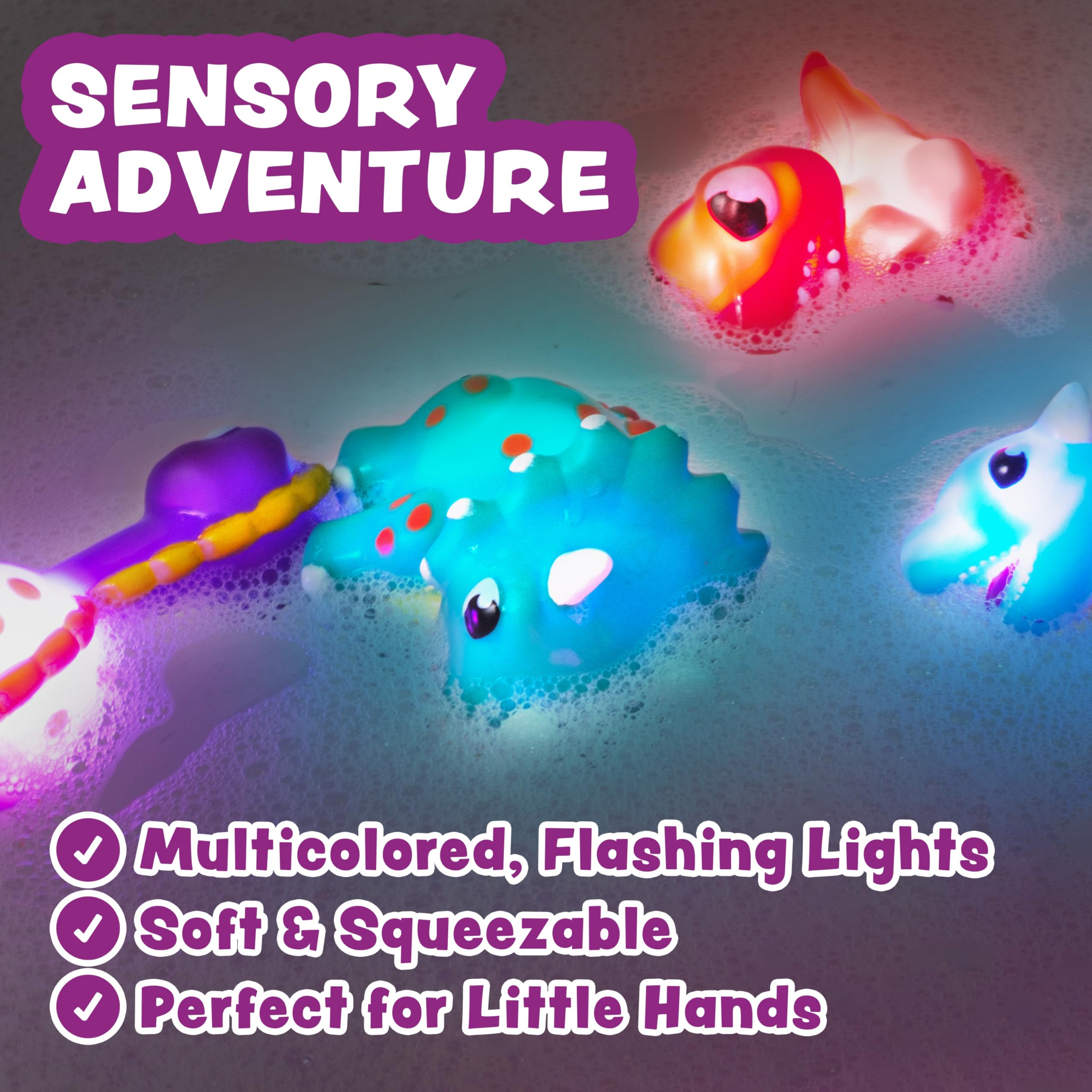 Dinosaur Light Up Bath Toys - 6 Pack! -5