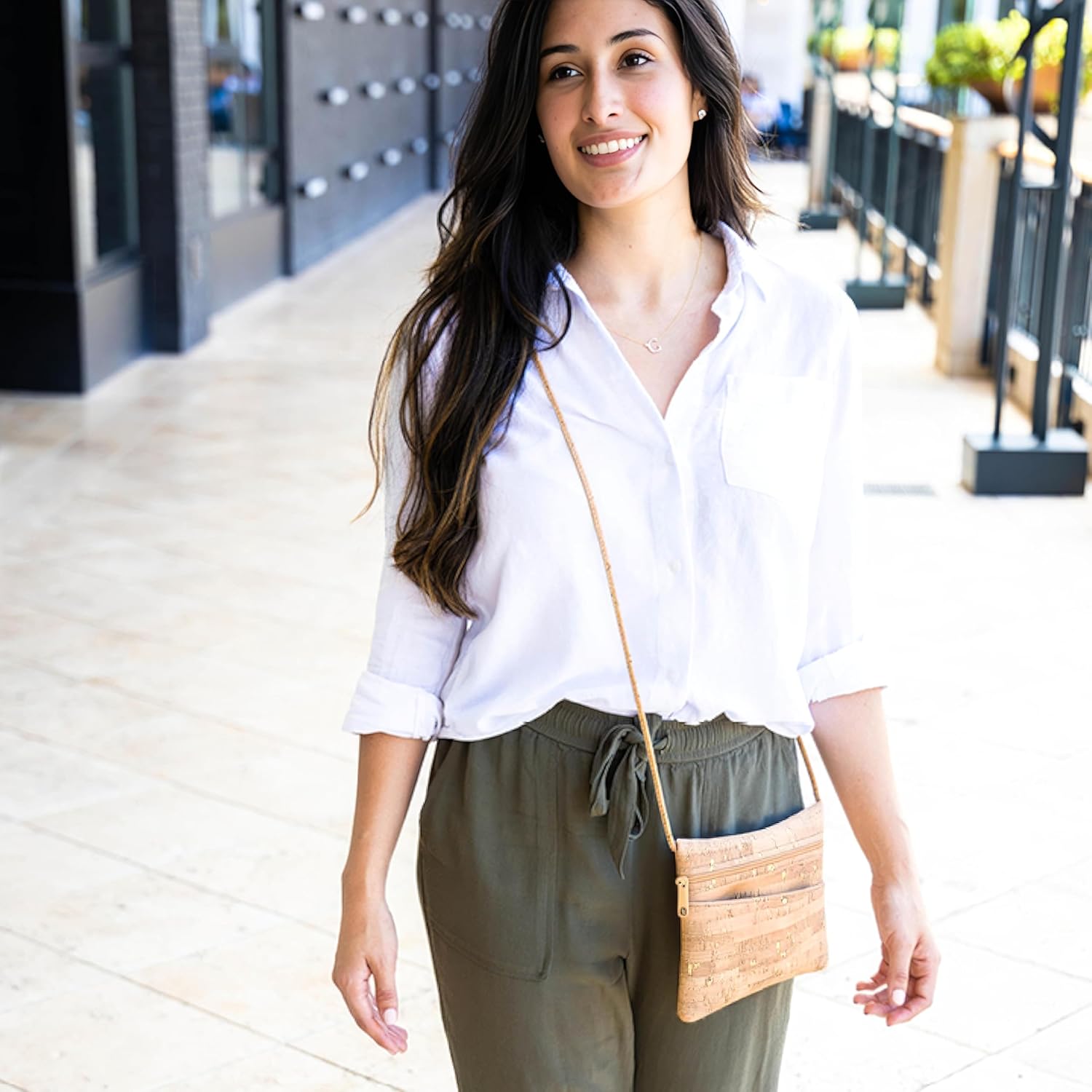 Gold Flecked Cork Hip Bag and Small Cross Cross Body with Adjustable Strap - Image 3