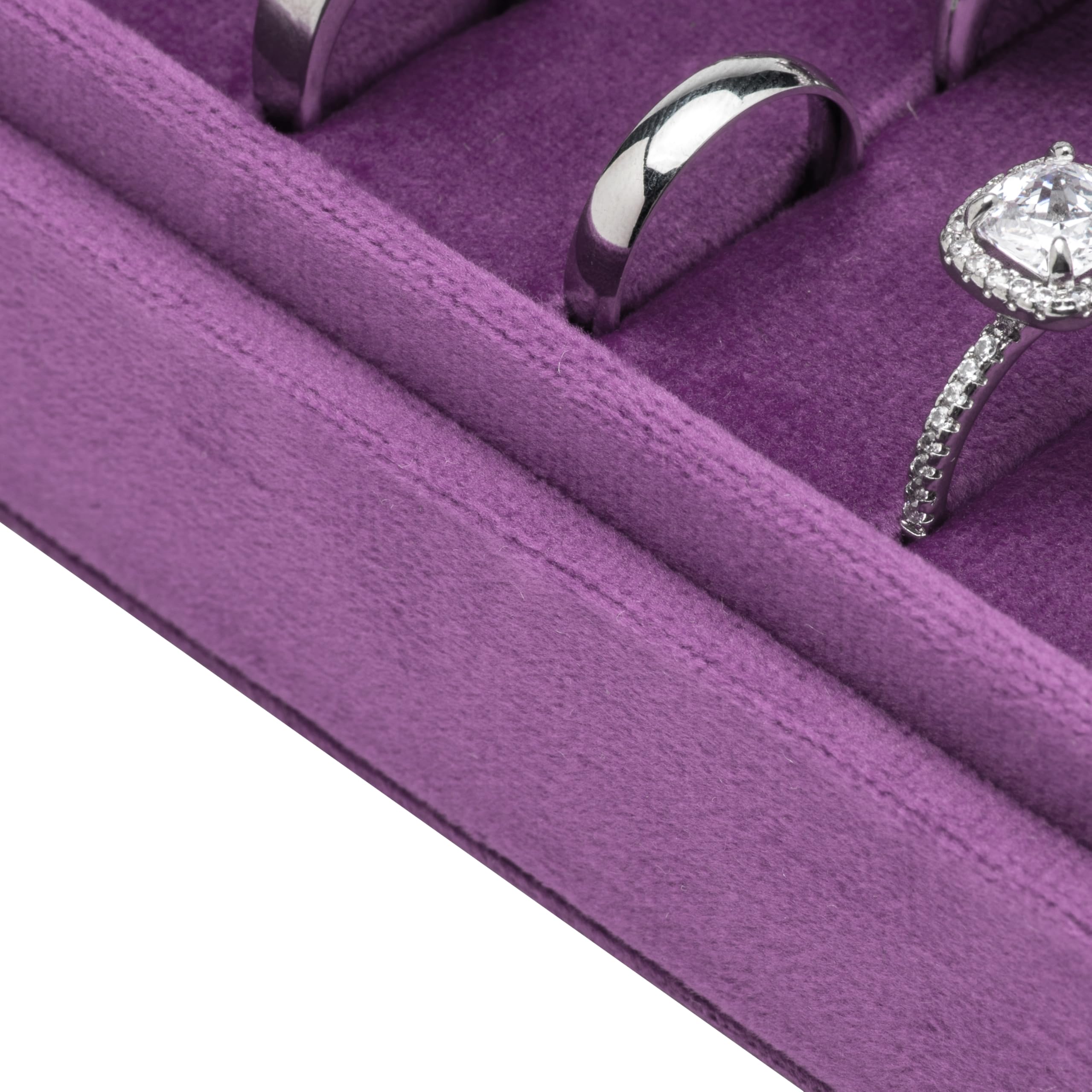 COWFEX Velvet Ring Organizer Display Tray Jewelry Box Earring Holder Case for Wedding Birthday Christmas Day (): Purple