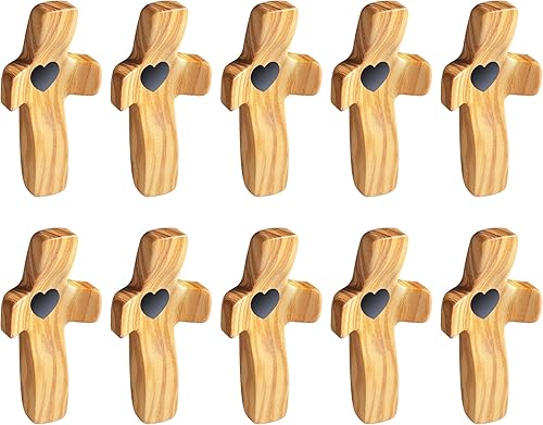 Vista 7 de Cross My Heart/Regalo de Aliento Cruz de Madera de Bolsillo Antiestrés Fidget Cruz de Madera Regalo Religioso Cristiano (Negro 1 pieza)