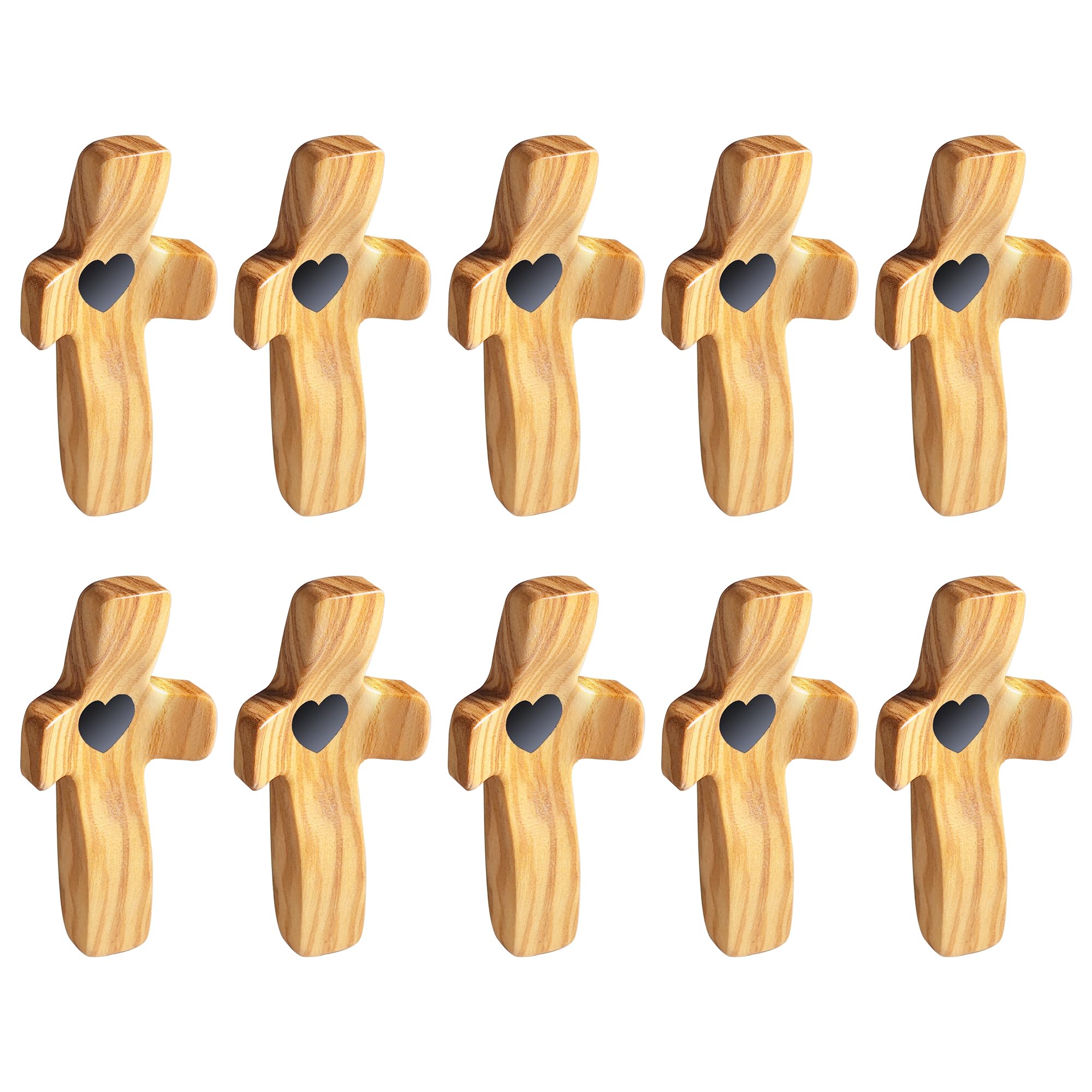 Olive Wooden Cross Fidget for Pocket Prayers Comfort Stress Relief Cross for Clutching, Clinging(Olive 10pcs)