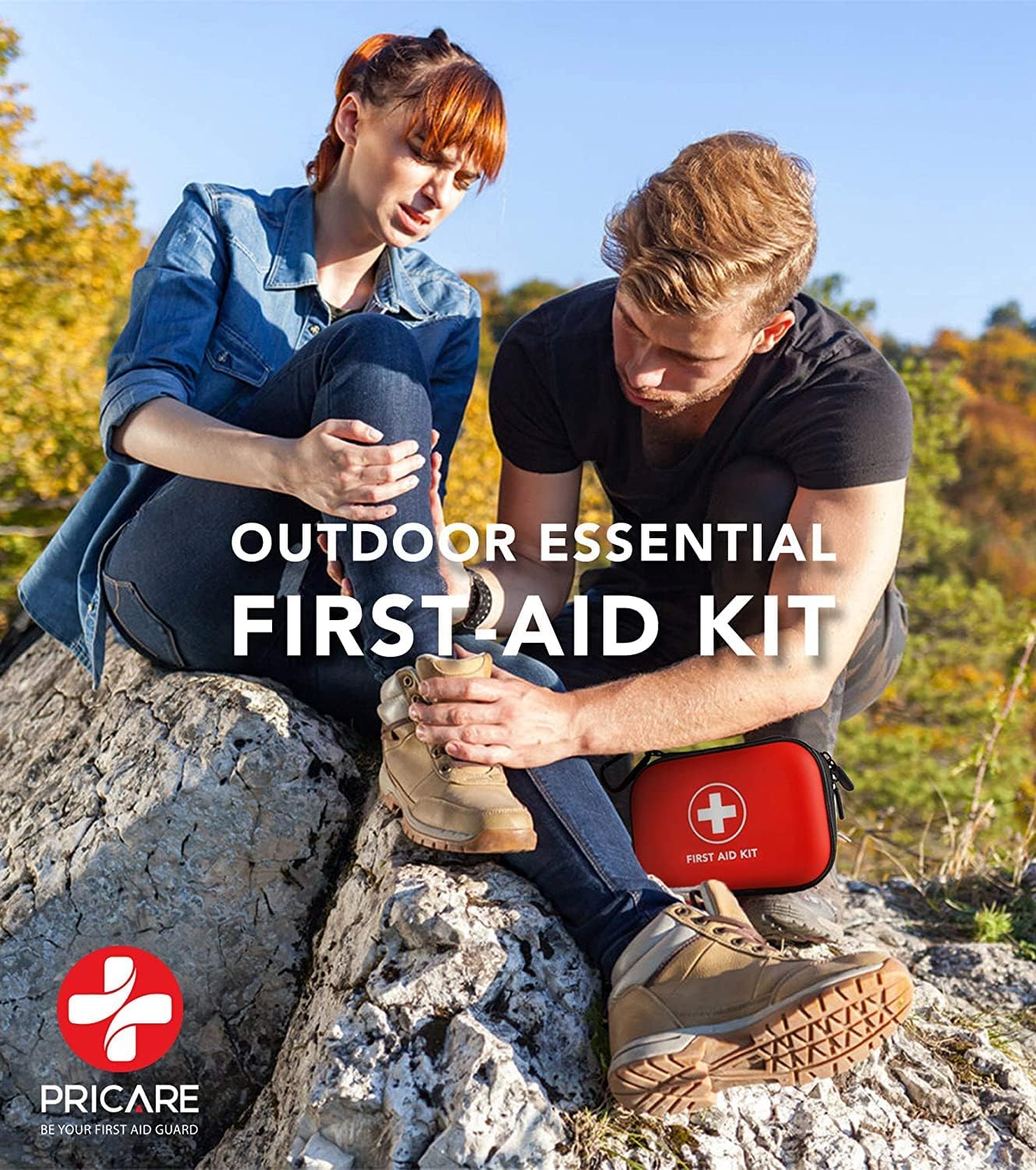 Alysontech Mini First Aid Kit, 100 Pieces Small Water-Resistant Hard Shell Case - Perfect for Travel, Outdoor, Home, Office, Camping, Hiking, Car (Red)