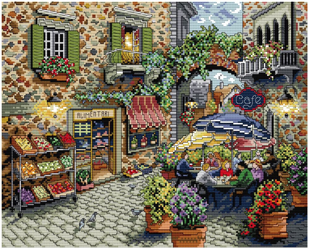 Awesocrafts Cross Stitch Stamped Kits Coffee Shop Easy Patterns Cross Stitching Embroidery Needlework Kit Supplies 14CT 2 Strands