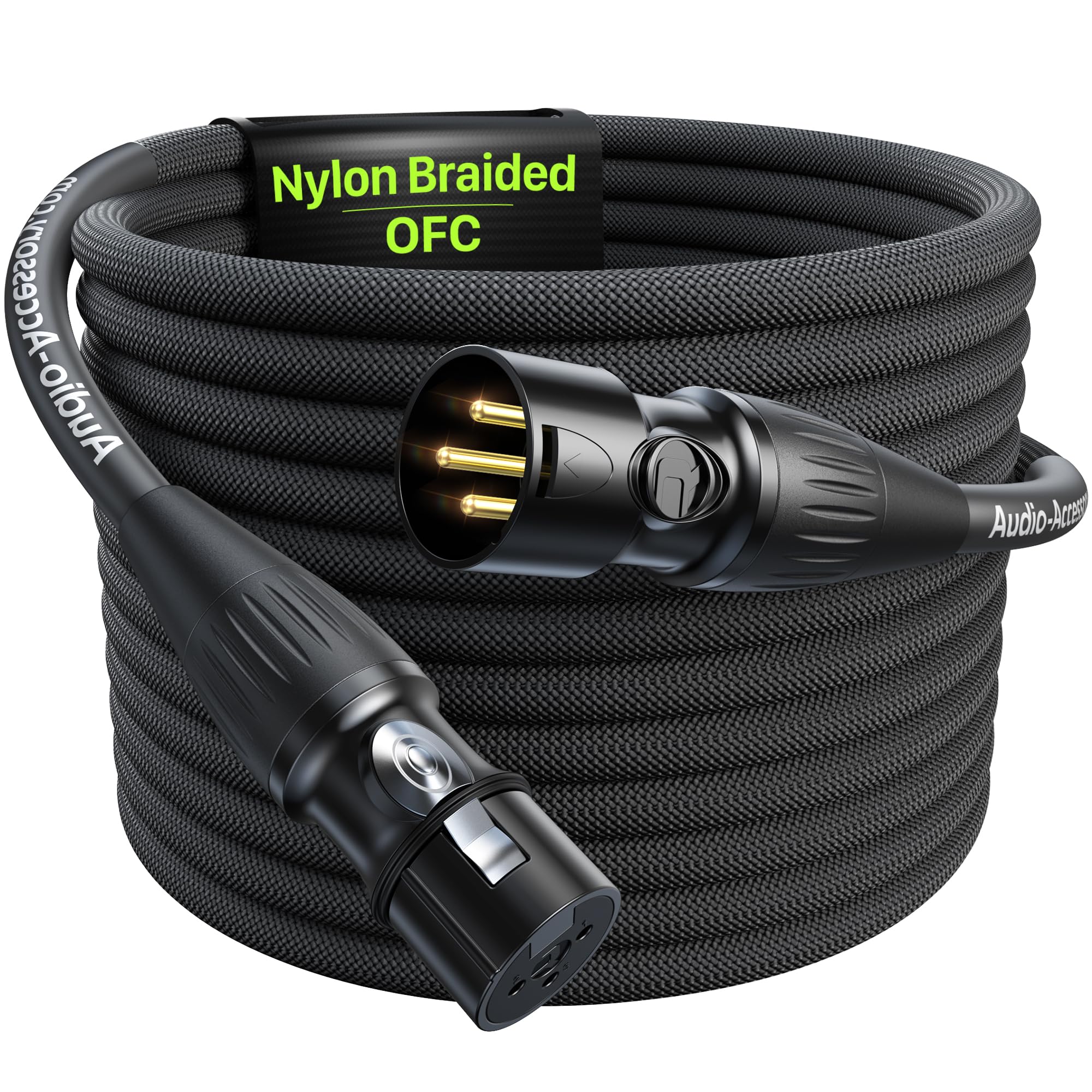 XLR Cables 20ft 1 Pack, Professional Gold-Plated Rean Connectors from Neutrik, Kevlar-Reinforced Nylon Braided Microphone Cable, Mic Cable, Durable Shielded and Balanced XLR Male to Female Cord