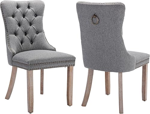 Miniatura 90 de Juego de 2 sillas de cocina y comedor de terciopelo, respaldo exterior capitoné, tapizadas en terciopelo, estructura de madera maciza (celeste, 2