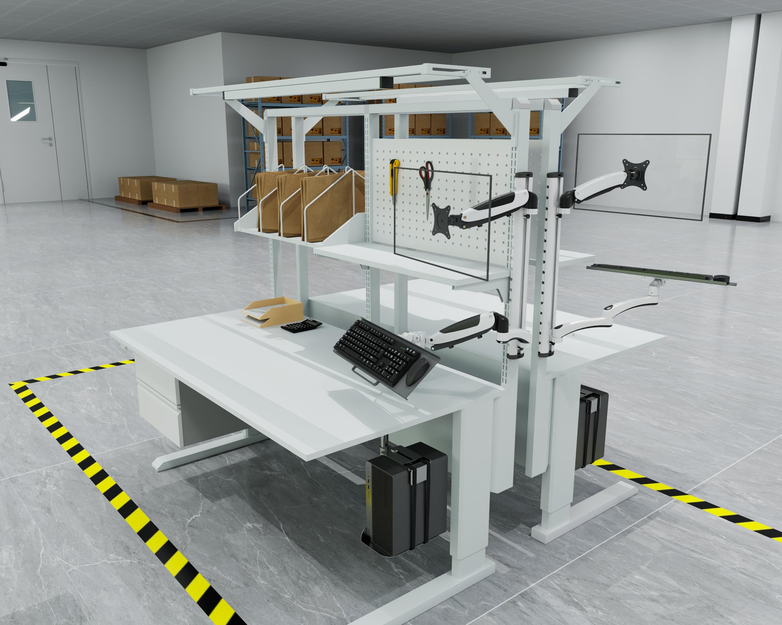 HFTEK FY02WS Workfit Workstation Sit & Stand Supporto per Monitor supporto da parete inclinazione e rotazione fino a 34 pollici con VESA 75/100