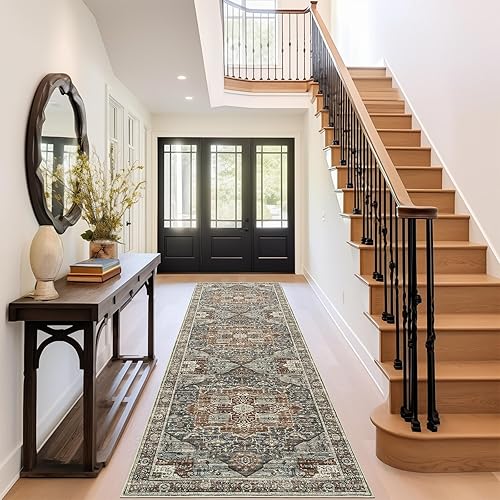 Miniatura 252 de Alfombras de área de 8 x 10 pies para sala de estar, vintage lavable con parte trasera antideslizante, resistente a las manchas, alfombra de área
